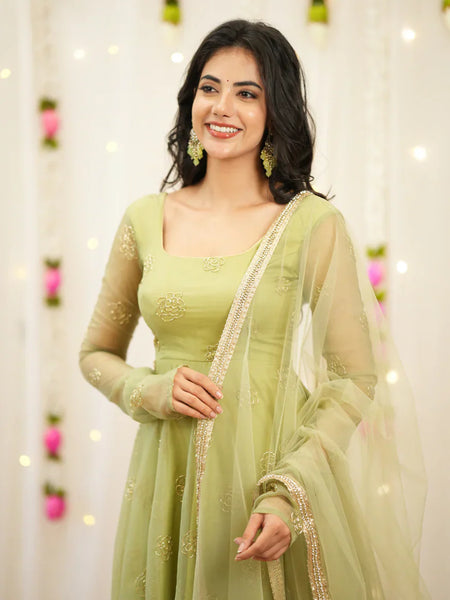 Pastel Green Premium Designer Anarkali Set