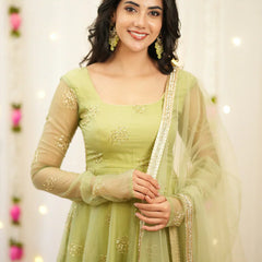 Pastel Green Premium Designer Anarkali Set