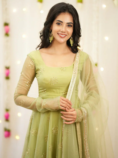 Pastel Green Premium Designer Anarkali Set