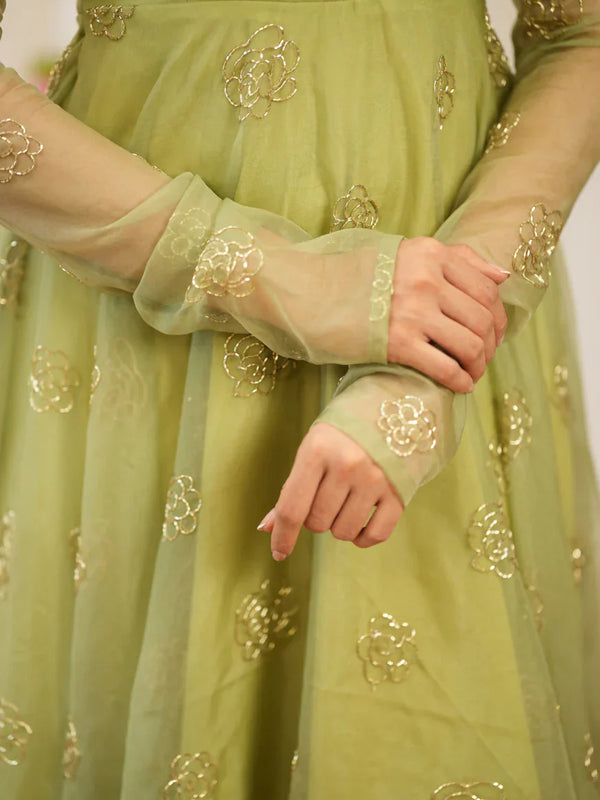 Pastel Green Premium Designer Anarkali Set