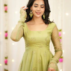 Pastel Green Premium Designer Anarkali Set