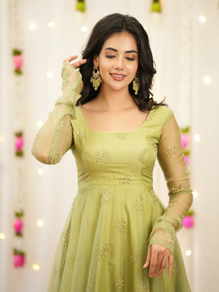 Pastel Green Premium Designer Anarkali Set