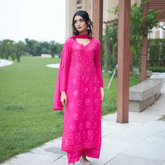 Elegant Olive Green Floral Embroidered Kurta Pant Set with Dupatta