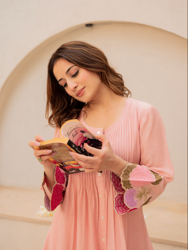 Festive Pintuck Detail Short Kurta and Pant Set