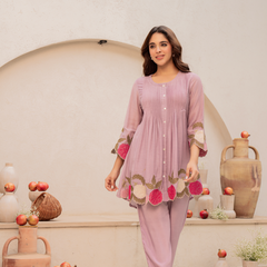 Festive Pintuck Detail Short Kurta and Pant Set