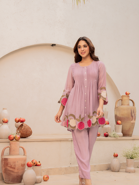 Festive Pintuck Detail Short Kurta and Pant Set