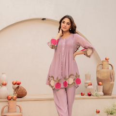 Festive Pintuck Detail Short Kurta and Pant Set