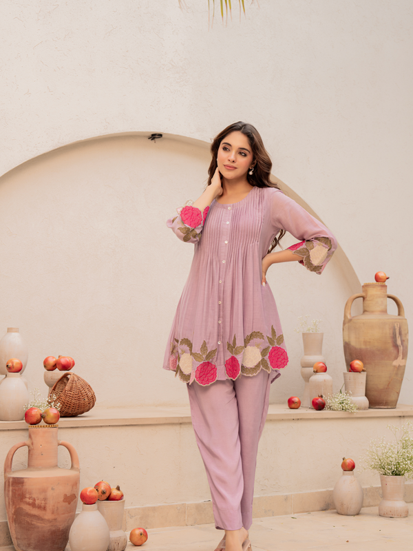 Festive Pintuck Detail Short Kurta and Pant Set