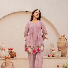 Festive Pintuck Detail Short Kurta and Pant Set
