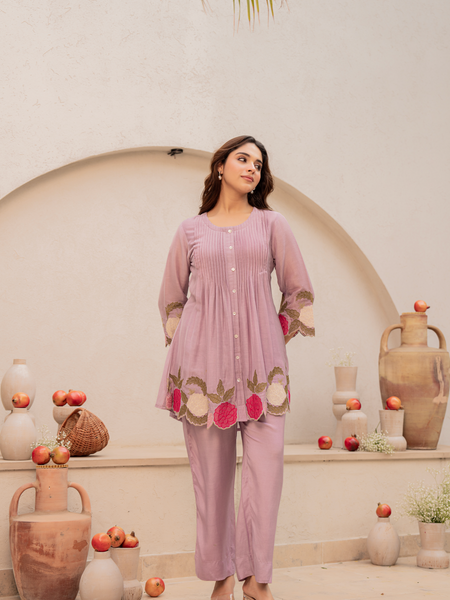 Festive Pintuck Detail Short Kurta and Pant Set