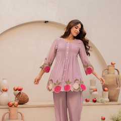 Festive Pintuck Detail Short Kurta and Pant Set