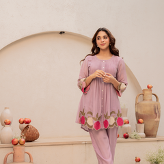 Festive Pintuck Detail Short Kurta and Pant Set