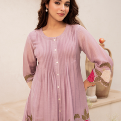 Festive Pintuck Detail Short Kurta and Pant Set