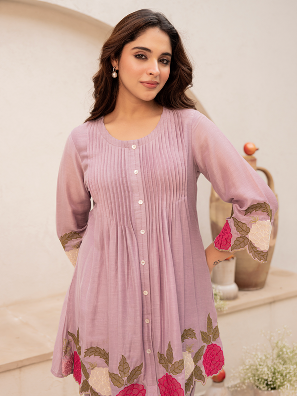 Festive Pintuck Detail Short Kurta and Pant Set