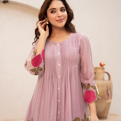 Festive Pintuck Detail Short Kurta and Pant Set