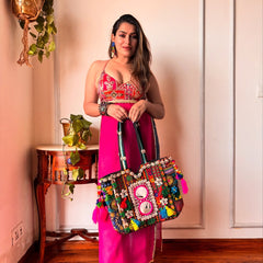 WOMEN PRINTED WITH MIRROR WORK KURTA