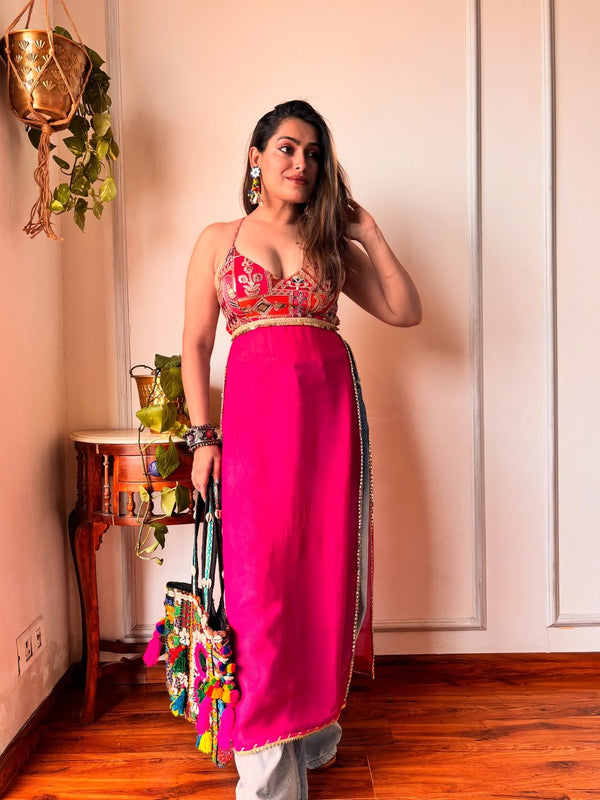 WOMEN PRINTED WITH MIRROR WORK KURTA