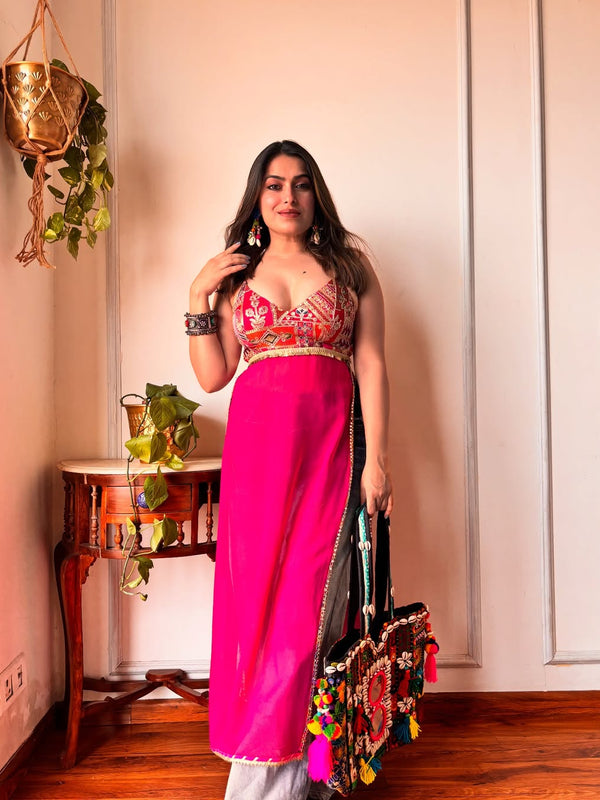 WOMEN PRINTED WITH MIRROR WORK KURTA