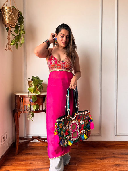 WOMEN PRINTED WITH MIRROR WORK KURTA