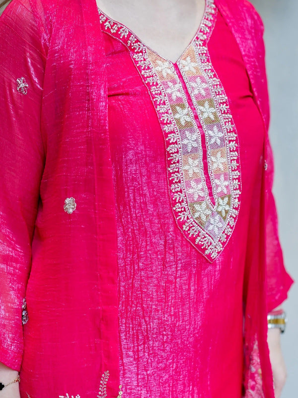 Rani Pink Embroidered Festive Co-Ord Set