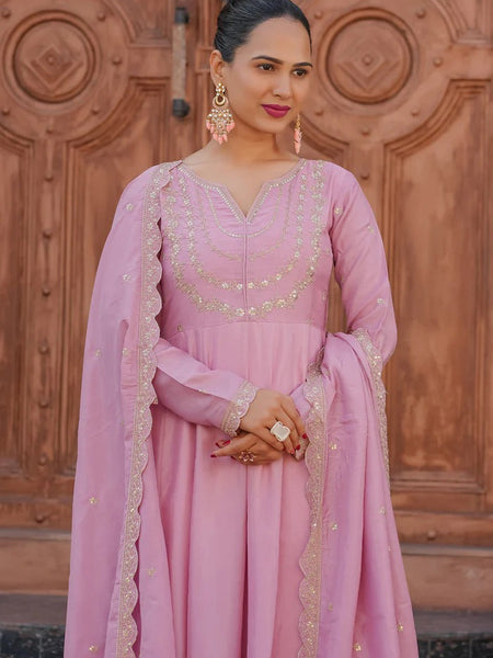 Women's Royal Embroidered Flowy Kurta Set with Dupatta