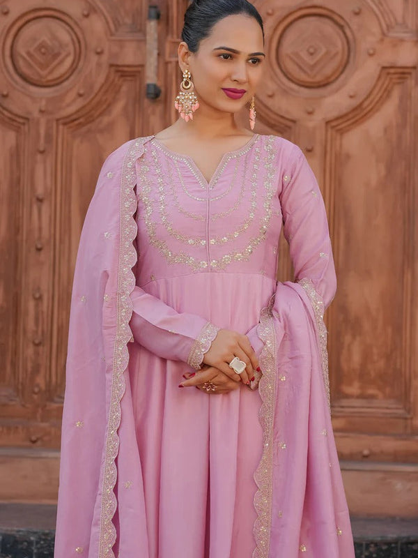 Women's Royal Embroidered Flowy Kurta Set with Dupatta