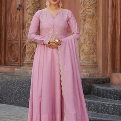 Women's Royal Embroidered Flowy Kurta Set with Dupatta