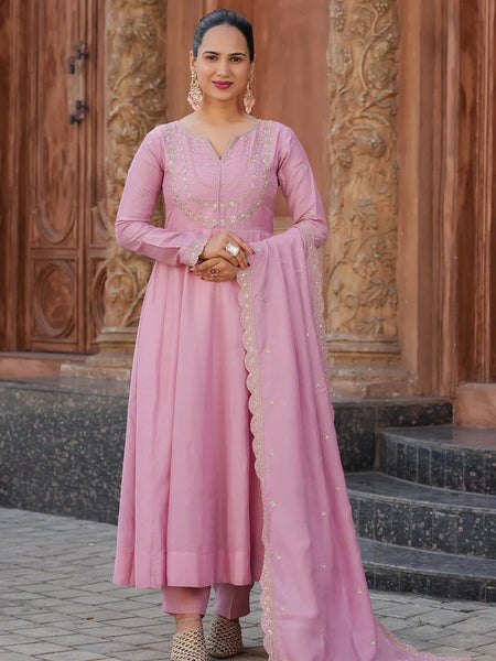 Women's Royal Embroidered Flowy Kurta Set with Dupatta