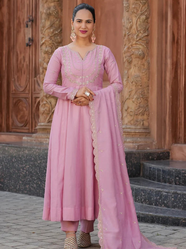 Women's Royal Embroidered Flowy Kurta Set with Dupatta