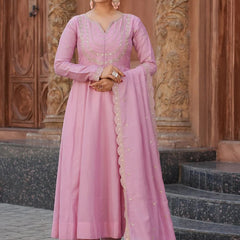 Women's Royal Embroidered Flowy Kurta Set with Dupatta