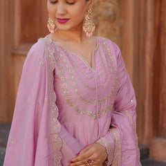 Women's Royal Embroidered Flowy Kurta Set with Dupatta