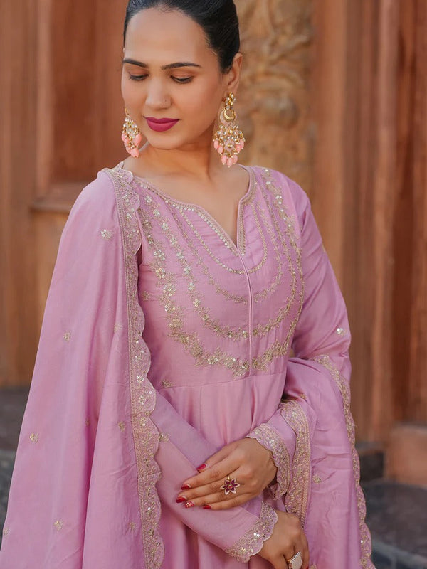 Women's Royal Embroidered Flowy Kurta Set with Dupatta