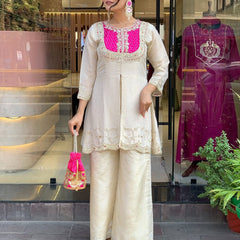 Gold Crush Party Wear Embroidered Co-Ord Set