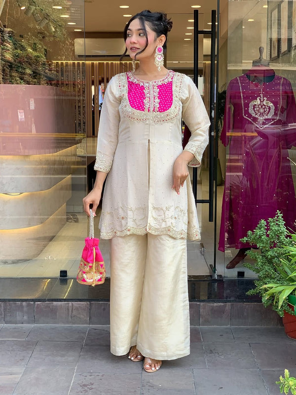 Gold Crush Party Wear Embroidered Co-Ord Set