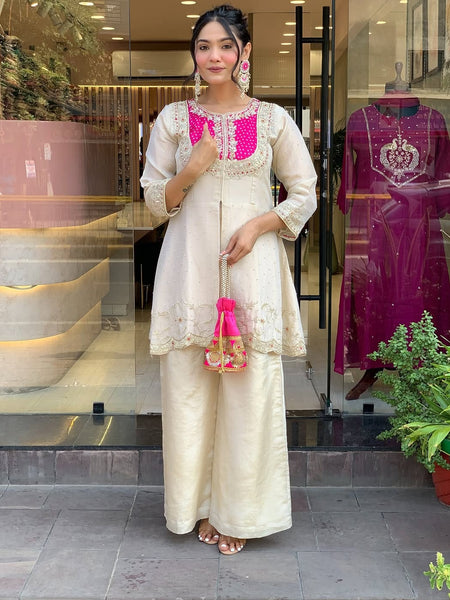 Gold Crush Party Wear Embroidered Co-Ord Set