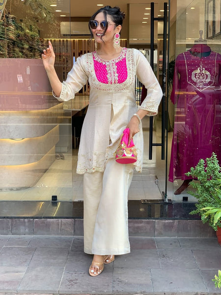 Gold Crush Party Wear Embroidered Co-Ord Set