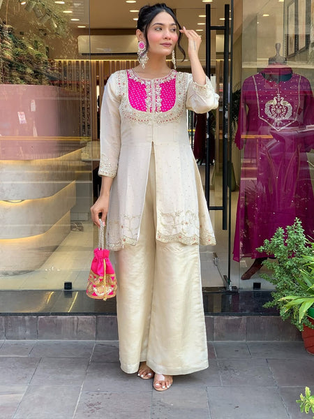 Gold Crush Party Wear Embroidered Co-Ord Set