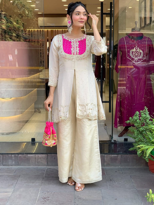 Gold Crush Party Wear Embroidered Co-Ord Set
