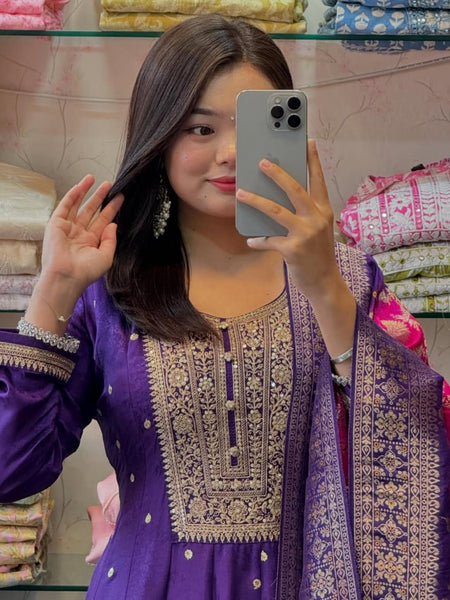 Purple Flared Suit Set