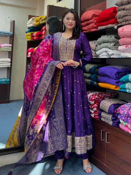 Purple Flared Suit Set