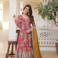 Women Zari With Embroidered Work Gown