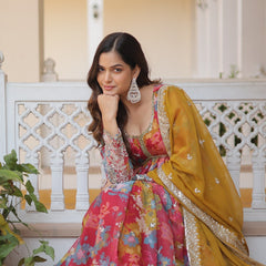 Women Zari With Embroidered Work Gown