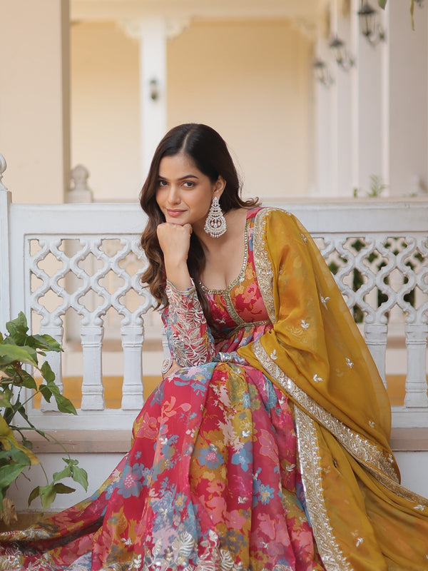 Women Zari With Embroidered Work Gown