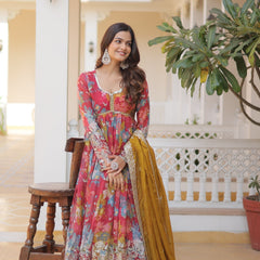 Women Zari With Embroidered Work Gown