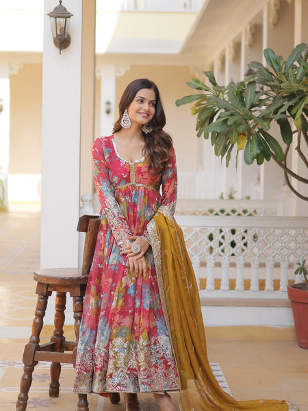 Women Zari With Embroidered Work Gown