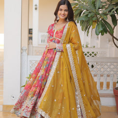 Women Zari With Embroidered Work Gown