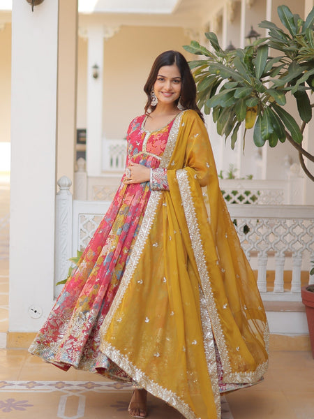 Women Zari With Embroidered Work Gown