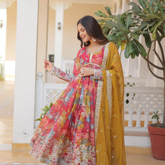 Women Zari With Embroidered Work Gown