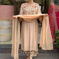 Women's Elegant Cotton Embroidered Kurta Set with Dupatta