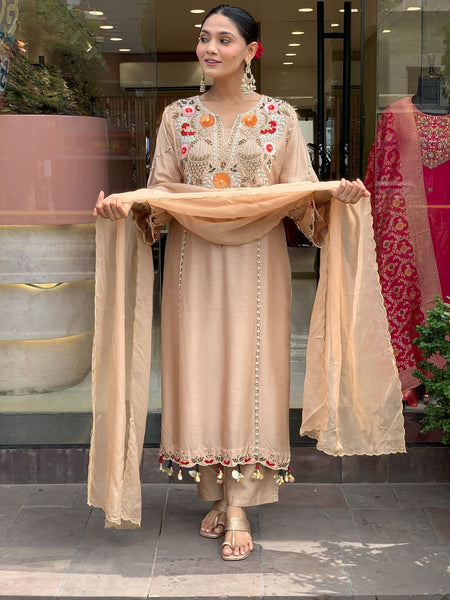 Women's Elegant Cotton Embroidered Kurta Set with Dupatta